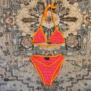 Vintage Y2K 90s no boundaries colorful tropical bikini set two piece swimsuit S